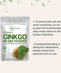 Micro Ingredients Raw Organic Ginkgo Biloba Powder, 8 Ounce (18 Months Supply), Filler Free, Supports Brain Function and Mental Alertness, No GMOs and Vegan Friendly