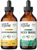 Wild & Organic Ashwagandha Tincture 4 Fl Oz & Holy Basil Tincture 4 Fl Oz