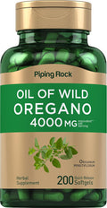 Piping Rock Oregano Oil Capsules 4000Mg | 200 Pills | Herbal Extract Supplement | Wild Harvested | Non-Gmo Gluten Free