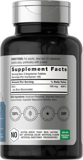 HorbAach Chelated Zinc Supplement 100Mg 250 Tablets High Potency & Superior Absorption Vegetarian, Non-Gmo, Gluten Free