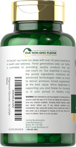 Carlyle Magnesium Glycinate with Ashwagandha | 2740mg Complex | 120 Vegetarian Capsules | Potent Duo | Non-GMO and Gluten Supplement