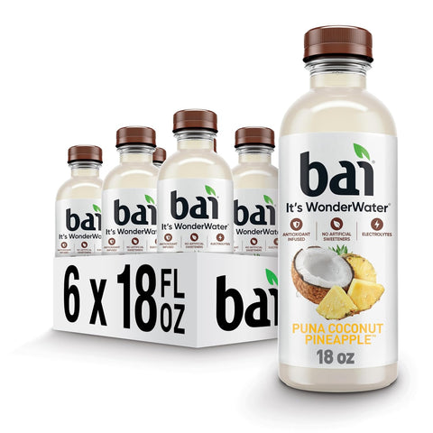 Bai Antioxidant Infused Water Beverage, Molokai Coconut, with Vitamin C and No Artificial Sweeteners, 18 Fluid Ounce Bottle, 12 Pack