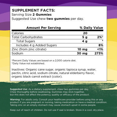 Swanson Zinc Gummies - 60 Elderberry Gummies - Vitamin Supplement for Antioxidant Activity and Immune Support