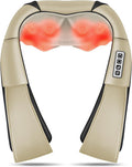 Neck Back Massager, Shiatsu Neck And Shoulder Massager With Heat, 3D Deep Tissue Kneading Massager Electric Massager For Shoulder, Back, Leg Muscle Pain Relief, Home & Office Use (Beige)