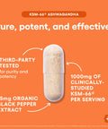 Ksm-66 Ashwagandha Root Powder Extract - Stress, Mood, & Athletic Support - 1,000 Mg Of Clinically Studied Ksm66 & Black Pepper For Maximum Absorption - 5% Withanolides - 60 Vegan Capsules