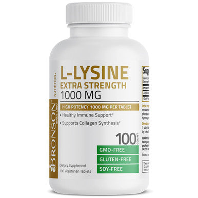 Bronson L-Lysine Extra Strength 1000 Mg Per Tablet High Potency, Immune Support & Supports Collagen Synthesis, Non-Gmo, 100 Vegetarian Tablets