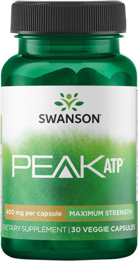 Swanson Maximum Strength Peak ATP-Natural Supplement Promoting Cellular Energy Support-Supports Physical Performance and Promotes Healthy Blood Flow Support-(30 Veggie Capsules 400mg Each) 1 Pack