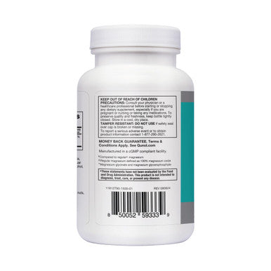 Qunol Magnesium Glycinate Complex Gentle on Stomach 250mg One Pill Dose Superior-Absorption Magnesium Nerve Bone and Muscle Health Supplement 90 Count