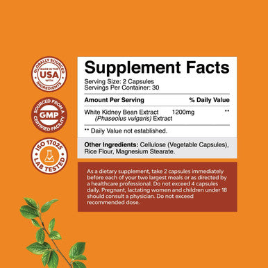 Natures Craft White Kidney Bean Energy Booster - White Kidney Bean Extract Pill and Natural Vegetarian Supplements - Natural Energy Pills and White Bean Extract Supplements