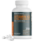 Bronson Vitamin K2 Mk-7 200Mcg Extra Strength, 250 Vegetarian Tablets