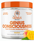 Genius Consciousness, Super Nootropic Brain Supplement Powder, Mango - Boost Focus, Cognitive Function, Concentration & Memory Booster - Alpha GPC & Lions Mane Mushroom for Neuro Energy & IQ