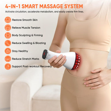 Multford Rechargeable Lymphatic Drainage Massager & Cellulite Massage Tool With 3000MahFascia Blaster For Reduce Stretch Marks For Legs Arms & BellyBody Sculpting Machine With Microcurrent For Office Travel