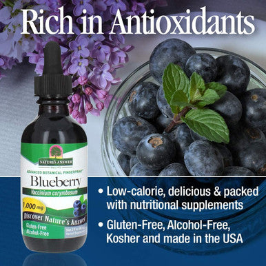 Nature'S Answer Blueberry Fruit Extract Supplement for Eyes Alcohol 2oz. | Eye and Vision Support | High in Antioxidants | Promotes Blood Circulation | Relieves Red and Itchy Eyes