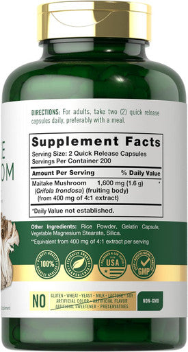 Carlyle Maitake Mushroom Capsules | 1600mg | 400 Count | Non-GMO & Gluten Extract | Mushroom Supplement
