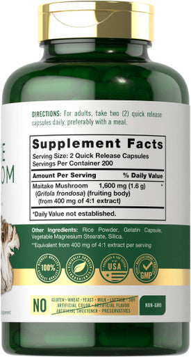 Carlyle Maitake Mushroom Capsules | 1600Mg | 400 Count | Non-Gmo & Gluten Free Extract | Mushroom Supplement