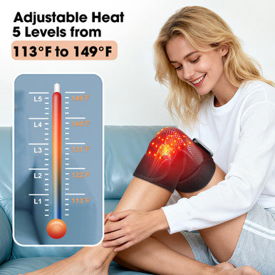 Democe Cordless Red Light Therapy For Knee Knee Massager With Heat Heated Knee Brace Knee Massger For Pain Relief Upgrade 4 Massage Area Knee Brace 660Nm & 850Nm Red Light For Knee Elbow Shoulder