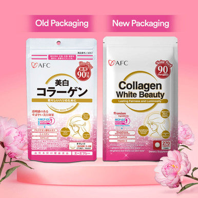 AFC Japan Collagen White Beauty with Marine Collagen Peptide, Glutathione, L-Cystine - 1.5X Better Absorption Than Other Collagen for Skin Firmness & Whitening 90 Days Supply's