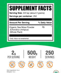 BulkSupplements.com Organic Irish Sea Moss Powder - Sea Moss Supplement, Superfood Supplement - Vegan & Gluten Free, 2g per Serving, 500g (1.1 lbs) (Pack of 1)