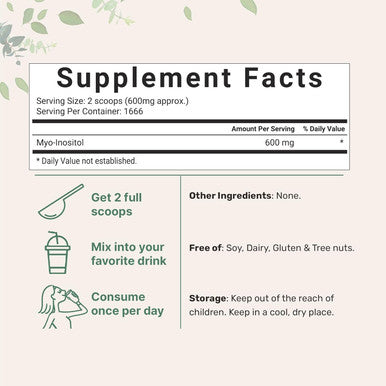 Micro Ingredients Pure Inositol Powder Myo-Inositol B8 Powder 1KG (2.2 Pounds) Strongly Supports Liver Health & Antioxidant Super Inositol for Hair and Inositol for Sleep Non GMO and Vegan Friendly