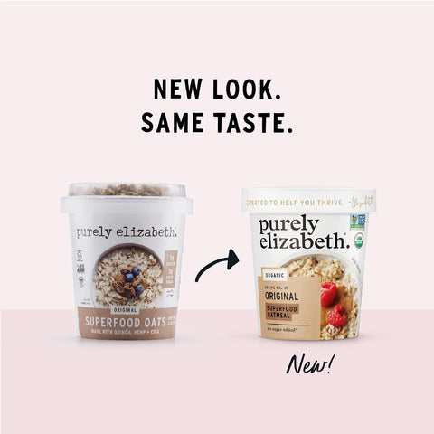 purely elizabeth Organic Original, Oatmeal Cups 2oz (12 Meals), Gluten-Free, Instant, Overnight