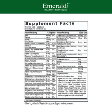 Emerald Labs Prenatal 1-Daily Multi - Prenatal Multivitamin With Methylated Folate, Iron, Whole-Food Blend & More - Soy-, Gluten- - 30 Vegetable Capsules