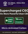 Global Healing Supercharged C60 and Detoxadine Bundle, Micro-Activated Carbon and Nascent Iodine Liquid Supplement Drops