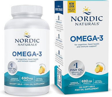 Nordic Naturals Omega-3 Purified Fish Oil - Lemon (120 Soft Gels)