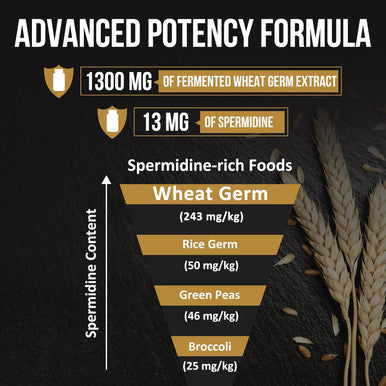 Spermidine Supplements 13Mg - 1300Mg Wheat Germ Extract Capsules Potent Formula With Higher Spermidine Content And Zinc For Healthy Aging, Daily Immune System And Cell Renewal, 120 Capsules