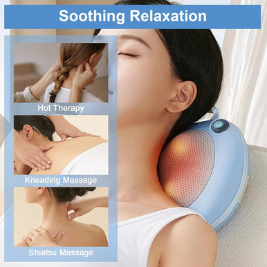 Neck Massager - Shoulder Back Massager With Heat For Pain Relief,Shiatsu Electric Deep Tissue 3D Neck Back Shoulder Massage Pillow,Gifts For Women Men(Blue)