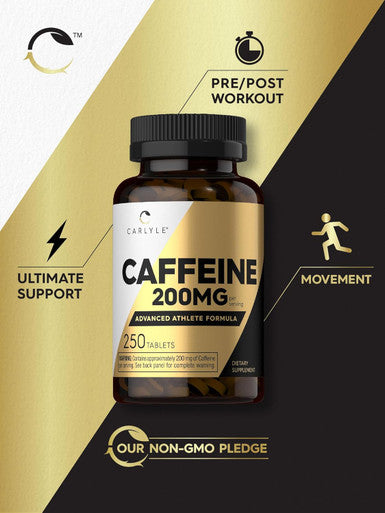 Carlyle Caffeine Pills 200mg | 250 Tablets | Advanced Athlete Formula | Vegetarian Non-GMO & Gluten Supplement