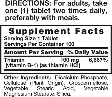 Nature's Truth Vitamin B-1 100mg Tablets, 100 Count
