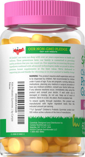 Carlyle Children's Probiotic | 60 Gummies | Tropical Flavor | Vegan Non-GMO & Gluten Supplement | by Lil' Sprouts