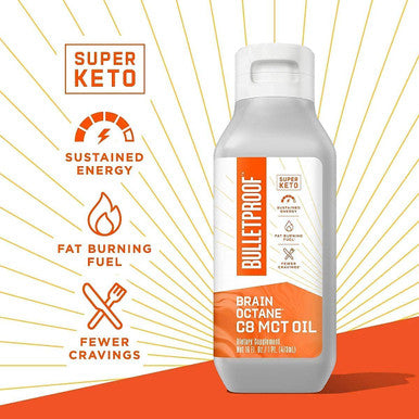Bulletproof Brain Octane Premium C8 Mct Oil From Non-Gmo Coconuts Plus Grass-Fed Ghee Bundle, Keto Supplement For Sustained Energy, Appetite Control And Energy, Great For Coffee And Cooking