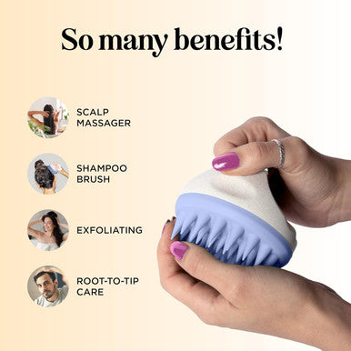 Exfoliating Shampoo Brush Plus Biotin Shampoo Bundle - Hair Shampoo Brush And Scalp Exfoliator With Volumizing Shampoo Made With Rosemary Essential Oil And Biotin For Thinning Hair