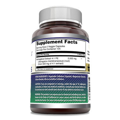 Amazing Formulas Astragalus 2000 Mg Per Serving Capsules Supplement | Made From Pure Astragalus Membranaceus Plant Root Extract | Non-Gmo | Gluten Free (250 Count)