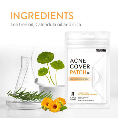 Avarelle Pimple Patches Hydrocolloid Acne Patches, Acne Spot Treatment for Blemishes and Zit with Tea Tree Oil, Calendula Oil and Cica Oil for Face, Vegan, Cruelty Free (8CT XL + Frontline Support)