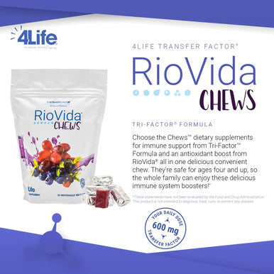 4Life RioVida Chews - Dietary Supplement Supports Healthy Immune System Function and Aging - Supplement Formula with Elderberry Acai Berry and Transfer Factor Proteins - 30 Chews