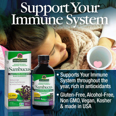 Nature'S Answer Alcohol- Sambucus Original 4oz Liquid | Daily Immune Support | Packed with Antioxidants | Family Friendly | Gluten- Vegan | Single Count