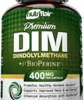 NutriFlair DIM Supplement 400mg with Bioperine, 120 Capsules - Diindolylmethane - Estrogen Metabolism Support & Hormone Balance, Menopause, PCOS, Acne and Skin Care for Men & Women - Compare to 300mg