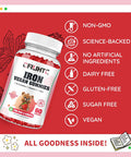 Iron Gummies For Kids, Women & Men, Iron Supplement With Multivitamin - Vitamin B Complex, C, B6, B12, Folate, Zinc For Anemia, Iron Deficiency, Blood Builder, Energy - Strawberry Flavor, Vegan 60Ct