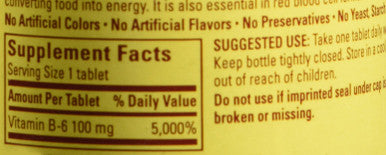 Nature Made Vitamin B-6 100 mg Tablets 100 ea