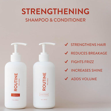 Routine Wellness Shampoo and Conditioner Set for Stronger Hair - Vegan, Clinically Tested Biotin Shampoo with Nourishing Oils and Vitamins - Rose Hips 14oz (Pack of 2)