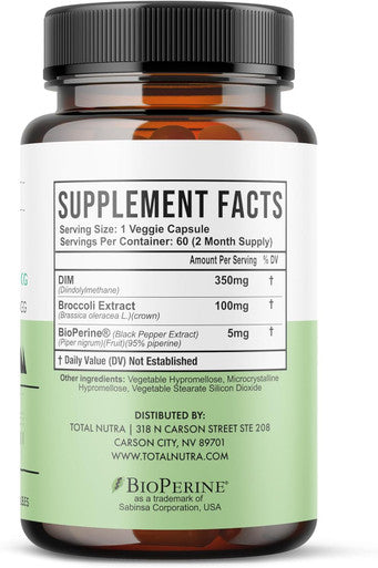 Dim Supplement: Dim Ultra 455Mg Diindolylmethane, Broccoli, Bioperine Natural Estrogen Blocker For Men, Female Hormone Balance For Women Menopause, Hormonal Acne, Pcos Support