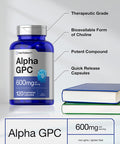 Alpha GPC 600mg | 120 Capsules | Vegetarian, Non-GMO & Gluten Free Choline Supplement | Supports Healthy Memory, Focus and Clarity | by Horbaach