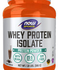 NOW Sports Nutrition, Whey Protein Isolate, 25 g With BCAAs, Creamy Chocolate Powder, 1.8-Pound