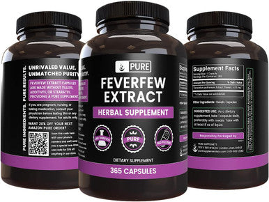 PURE ORIGINAL INGREDIENTS Feverfew Extract (365 Capsules) No Magnesium Or Rice Fillers, Always Pure, Lab Verified