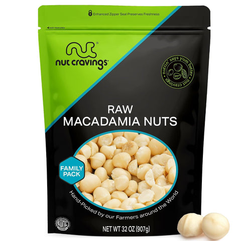 NUT CRAVINGS - Roasted & Salted Macadamia Nuts - No Shell, (16oz - 1 LB) Packed Fresh in Resealable Bag - Healthy Protein Food Snack, Food Assortments Hazelnut