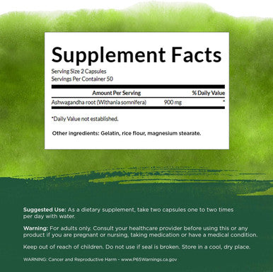 Swanson Ashwagandha Powder Supplement-Ashwagandha Root & Aerial Parts Supplement Promoting Stress Relief & Energy Support-Ayurvedic Supplement for Natural Wellness (100 Capsules 450mg Each)