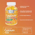 Sugar Free Calcium Gummies with Vitamin D3 - Premium Calcium Phosphate & Vitamin D Gummy Chews Support Bones & Teeth - Nature's Non-GMO Supplement, Tasty Orange Flavor, for Everyone - 120 Gummies