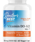 DoctorS Best Vitamin D3 And K2 Supplement For Men and Women Vitamin D3 5000 Iu + K2 As Mk7 Bone Health Support Gluten Non Gmo Vegetarian Capsules 60 Veg Caps